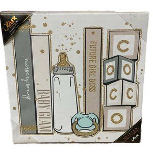 Oliver Gal Canvas Art Coco‎ Baby Bottle 14x14 Girl Boss Glitter Pacifier Blue